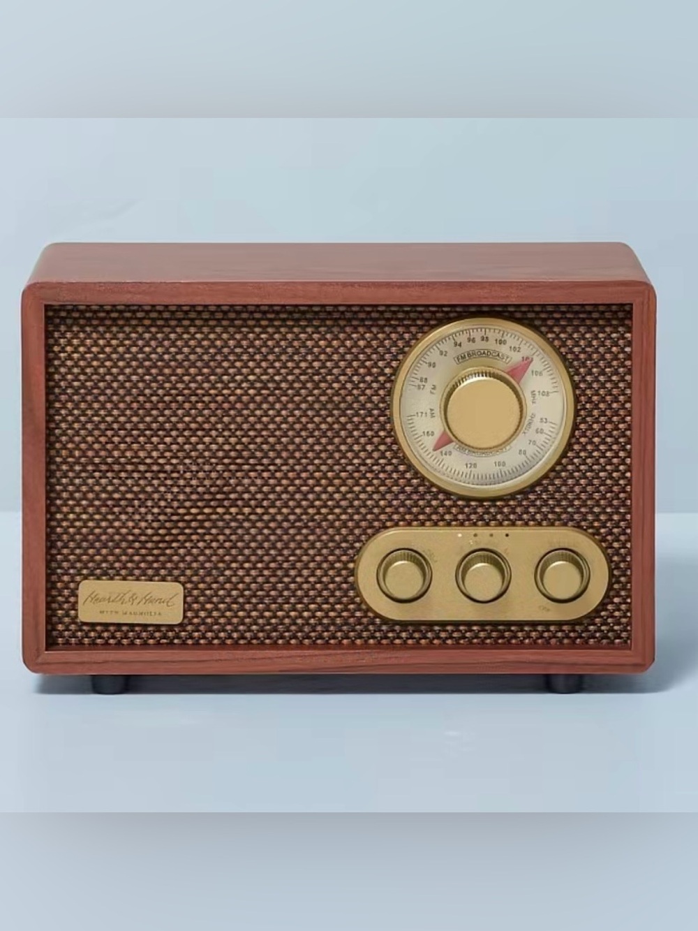 Retro Wooden Bluetooth Radio Speaker in Brown and Gold - Magnolia